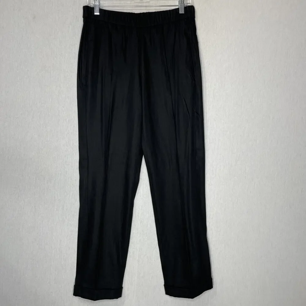 J. Jill Linen Stretch Pull-On Pants Size Small Black Old Money Office Business - Picture 1 of 12